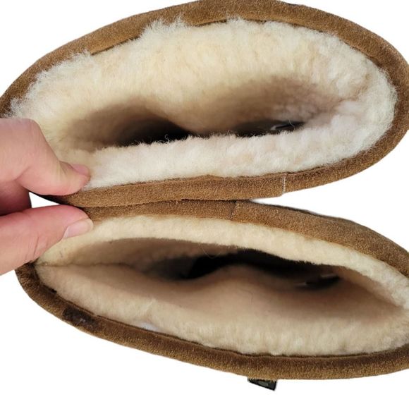 Bearpaw Kimella Women’s Brown Sz 7 12” Tall Boot Cow Suede Sheep Skin Wool - Picture 10 of 14